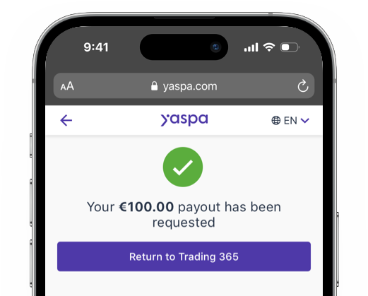 photo of a example succesful bank payout transaction 