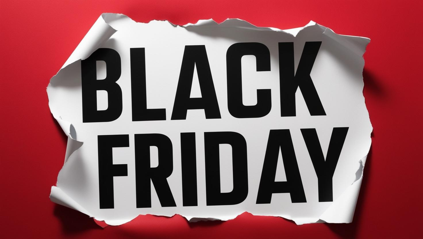 photo with red paper outline and the text black friday in the centre