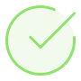 a green outline circle with a tick inside