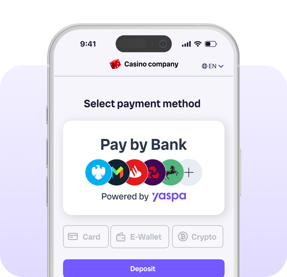 phone display with text 'select payment method, pay by bank' and various bank logos as examples
