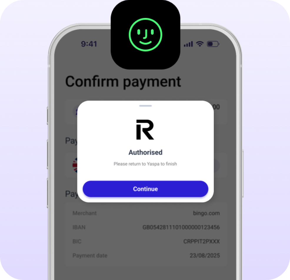 a phone display with revolut logo and text 'authorised'