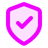 a purple shield with a tick icon